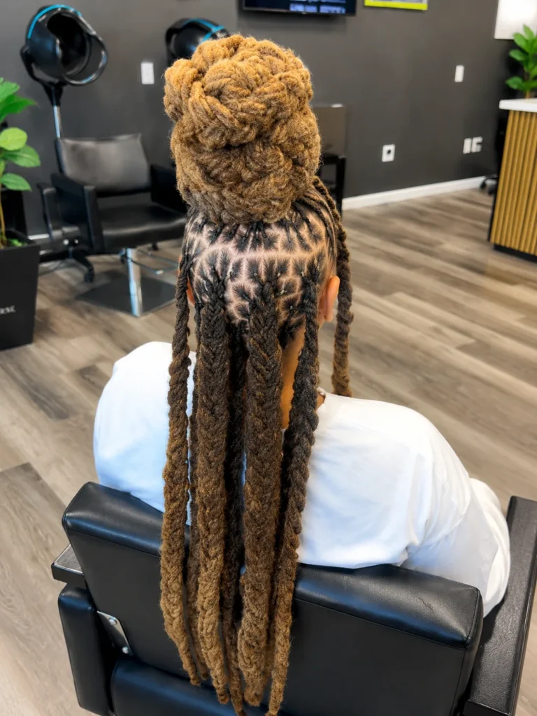 Braided loc updo